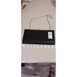 Vintage 1980 NWT Jessica McClintock Beaded black clutch with chain